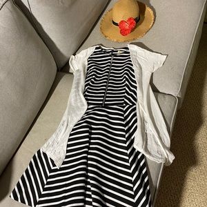 Zip on striped dress with little jacket